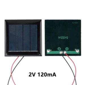 Solar Panel 2V 120mA 54x54mm With Wires For DIY Projects